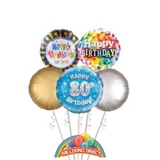 Gents 80th Birthday Balloon Bouquet (3 Balloon Bouquet)