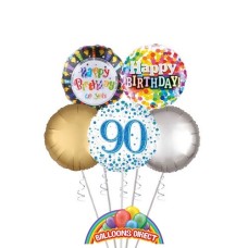 Gents 90th Birthday Balloon Bouquet (3 Balloon Bouquet)