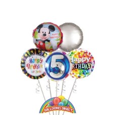 Boys Age 5 Birthday Balloon Bouquet (3 Balloon Bouquet)