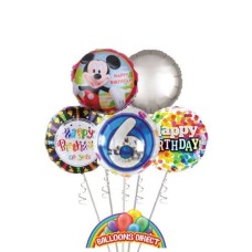 Boys Age 6 Birthday Balloon Bouquet (3 Balloon Bouquet)
