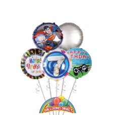 Boys Age 7 Birthday Balloon Bouquet (3 Balloon Bouquet)