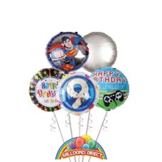 Boys Age 9 Birthday Balloon Bouquet (3 Balloon Bouquet)