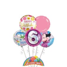 Girls Age 6 Birthday Balloon Bouquet (3 Balloon Bouquet)