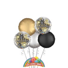 Congratulations Gold/Black Deluxe Balloon Bouquet