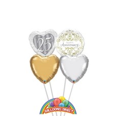 Happy 25th Anniversary 4 Balloon Bouquet