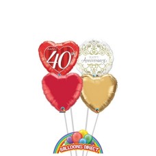 Happy 40th Anniversary 4 Balloon Bouquet
