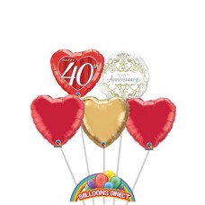 Happy 40th Anniversary 5 Balloon Bouquet