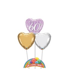 Happy 60th Anniversary 3 Balloon Bouquet