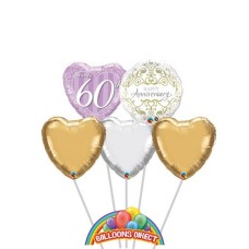 Happy 60th Anniversary 5 Balloon Bouquet