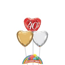 Happy 40th Anniversary 3 Balloon Bouquet