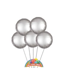 Silver Only Round Balloon Bouquet (3 Balloon Bouquet)