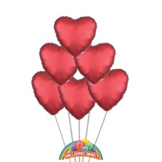 Love Red Heart Balloon Bouquet Valentines (3 Balloon Bouquet)