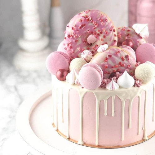 Pink Donut Drip Cake!
