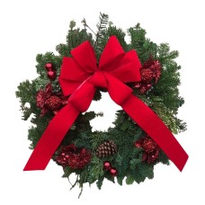 Red Shimmer Fresh Holiday Wreath