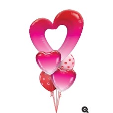 Ombre Heart with Kisses Balloon Bouquet