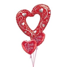 Red Link Heart Filigree Balloon Gift