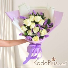 Bluish White Rose Bouquet