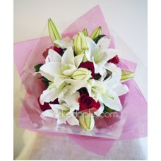 Red Roses & White Lilies Bouquet