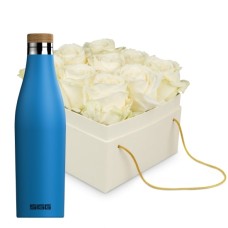 Flowerbox «Athens» (15 cm) with SIGG water bottle Meridian Electric Blue 0.5L