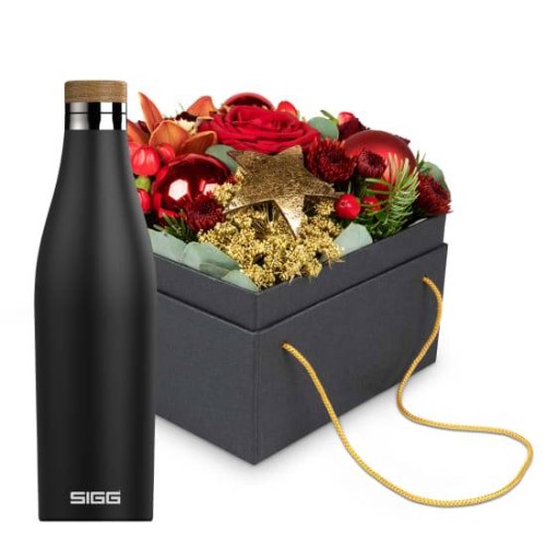 Flowerbox «New York» (15 cm) with SIGG water bottle Meridian Black 0.5L