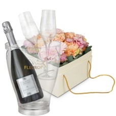 Flowerbox «Prague» (15 cm) with Prosecco Albino Armani DOC (75 cl) incl. ice bucket and two sparkling wine flutes