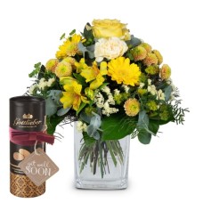 Sunny Vibes with Gottlieber cocoa almonds and hanging gift tag «Get Well Soon» (Minimum)