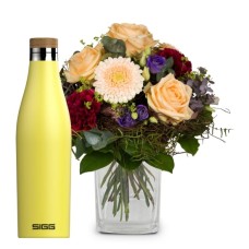 Colorful flower dream with SIGG water bottle Meridian Ultra Lemon 0.5L (Minimum)