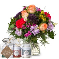 Symphony of Colors incl. Gottlieber tea gift set and hanging gift tag «Get Well Soon» (Minimum)