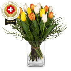 Tulip bouquet with Swiss flowers