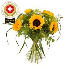 Sunflower bouquet with Swiss flowers