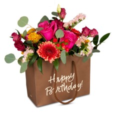 Flower bag «Happy Birthday» - in bright colors