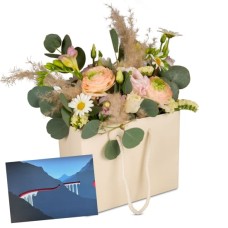 Flower bag «Delicate spring» with a CHF 50.- gift voucher from the Rhaetian Railway