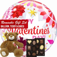 Romantic gift set balloons teddy and chocs