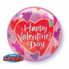 Valentines Day Bubble Balloon - Colourful Hearts (3 Balloons)