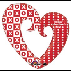 Big! Giant Happy Valentine's Day Open-Heart Helium Mylar Balloon