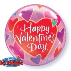 Valentines Day Bubble Balloon - Colourful Hearts (1 Balloon)