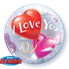 Bubble Valentine I Love You Red and Pink Hearts (6 Balloons)