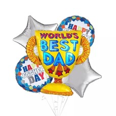 World's Best Dad Trophy & Star Father's Day Balloon Bouquet, 5pc (1 BALLOON)