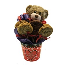 Happy Valentines Bear Cookie Bouquet (1 Dozen)