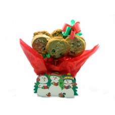 Caroling Snowman Cookie Tote Box Bouquet (6 Cookies)