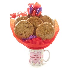 Happy Valentine's Day Coffee Mug - 6 or 12 Gourmet Cookies (12 Cookies)