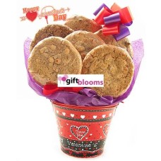 Valentine's Cookie Gift Bouquet Pail - 6 or 12 Gourmet Cooke (6 Cookies)