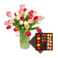 Easter flowers and chocolates