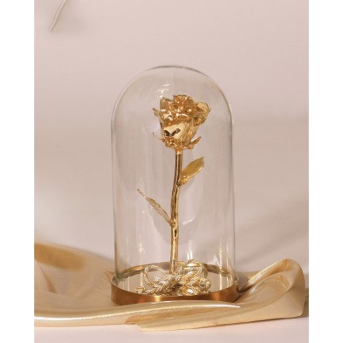 Golden rose in a flask