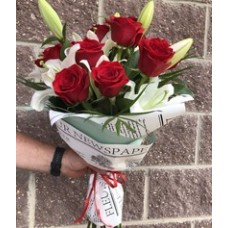 White lilies and red roses