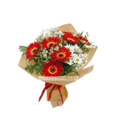 Flowers Bouquet Hand-tied "Red& White Dream"