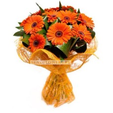 Hand-tied Bouquet of 15 orange gerberas