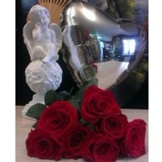 Red Roses& Silver Helium Balloon Mylar Gift Set For Angel