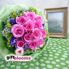 Hot-Pink Roses Hand Tied Bouquet