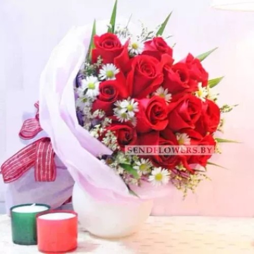 11 Red Roses & Chrysanthemums Bouquet